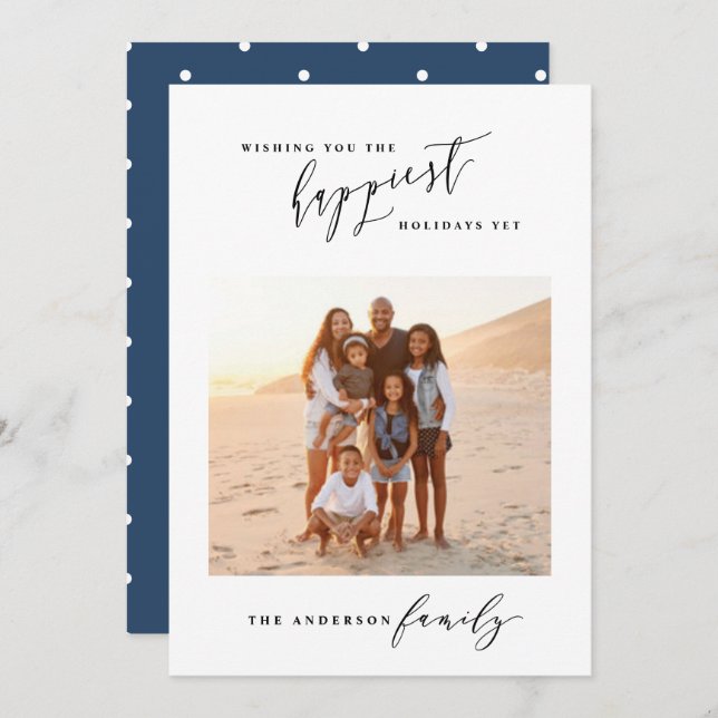 Cartão De Festividades Natal de fotos mínimas de na moda (Frente/Verso)