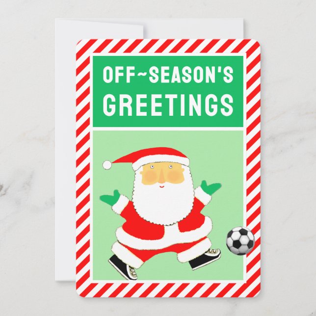 Cartão De Festividades Natal de Futebol Engraçado (Frente)