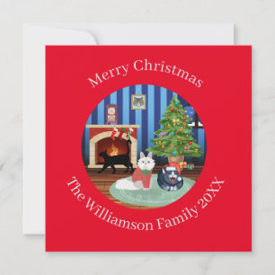 Cartão De Festividades Natal de Gato de Emergência Personalizado