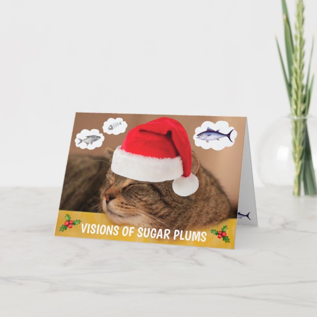 Cartão De Festividades Natal De Gato E Peixe (Frente)