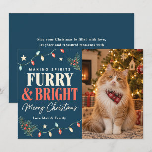 Cartão De Festividades Natal de Gato Espíritos Peludos e Brilhantes