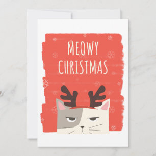 Cartão De Festividades Natal de Gato Fofo Personalizado, Feliz Natal