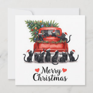 Cartão De Festividades Natal de Gato Negro para Amantes de Gato