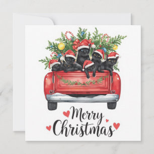 Cartão De Festividades Natal de Gato Negro para Amantes de Gato
