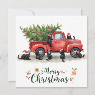 Cartão De Festividades Natal de Gato Negro para Amantes de Gato