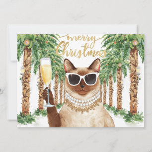 Cartão De Festividades Natal de Gato Siames do California