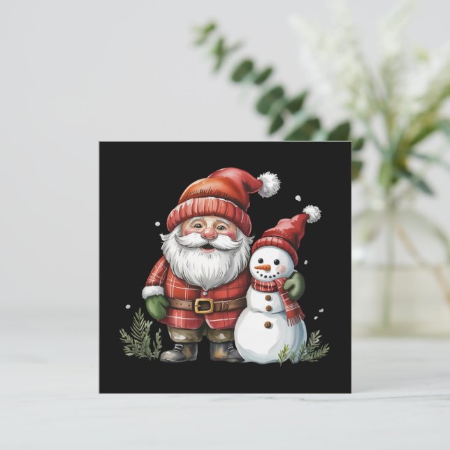 Cartão De Festividades Natal de Gnome Temporada de Inverno Amante de Gnom (Em pé/Frente)
