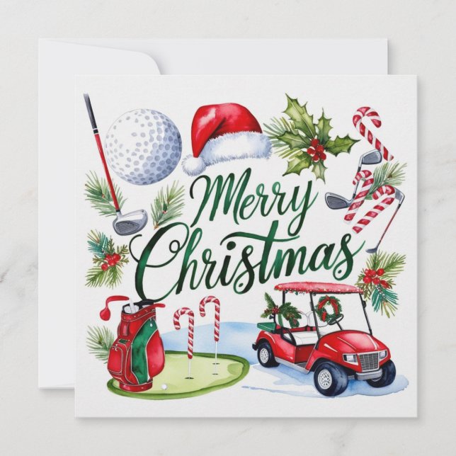 Cartão De Festividades Natal de Golf temático para Cadeado de Golfe (Frente)