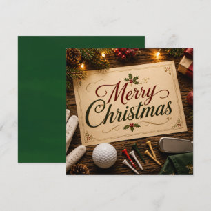 Cartão De Festividades Natal de golfe com bola de golfe