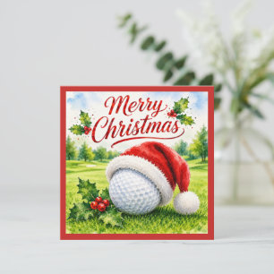 Cartão De Festividades Natal de golfe com bola de golfe