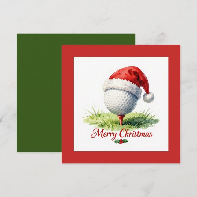 Cartão De Festividades Natal de golfe com bola de golfe  (Frente/Verso)