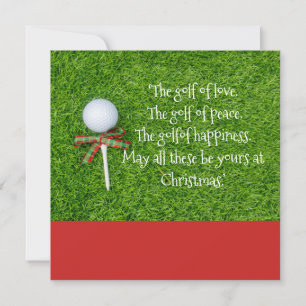 Cartão De Festividades Natal de golfe com bola de golfe e tee com fita