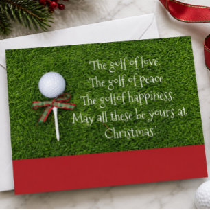 Cartão De Festividades Natal de golfe com bola de golfe e tee com fita
