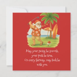 Cartão De Festividades Natal de golfe com bola de golfe e tee com laço