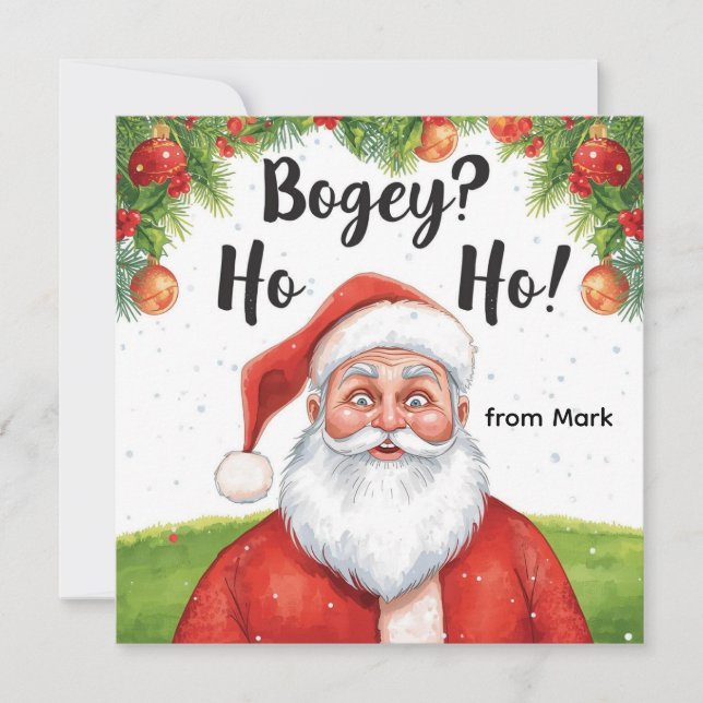 Cartão De Festividades Natal de Golfe com Papais noeis Golfer no campo de (Frente)
