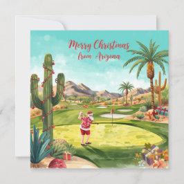 Cartão De Festividades Natal de Golfe no Arizona com Papai Noel