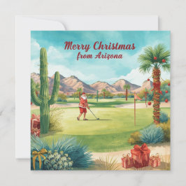 Cartão De Festividades Natal de Golfe no Arizona   Papai Noel