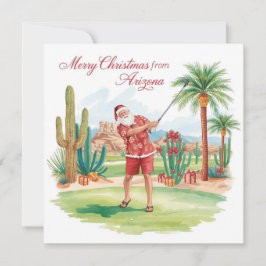 Cartão De Festividades Natal de Golfe no Arizona - Papai Noel