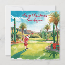 Cartão De Festividades Natal de Golfe no Arizona   Papai Noel
