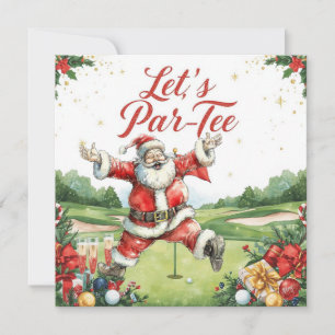 Cartão De Festividades Natal de Golfe Vamos fazer Par tee com o Papai No