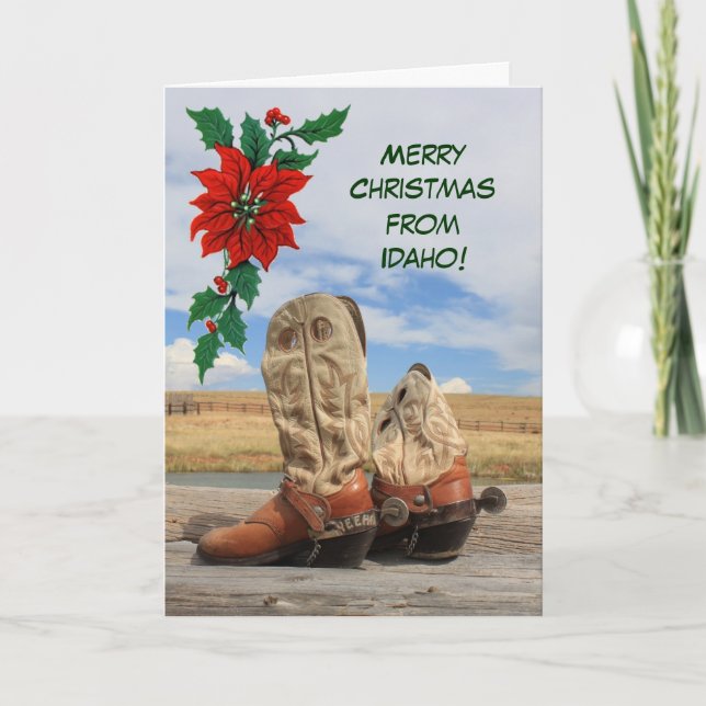 Cartão De Festividades Natal De Idaho Western Boot Holiday Card (Frente)