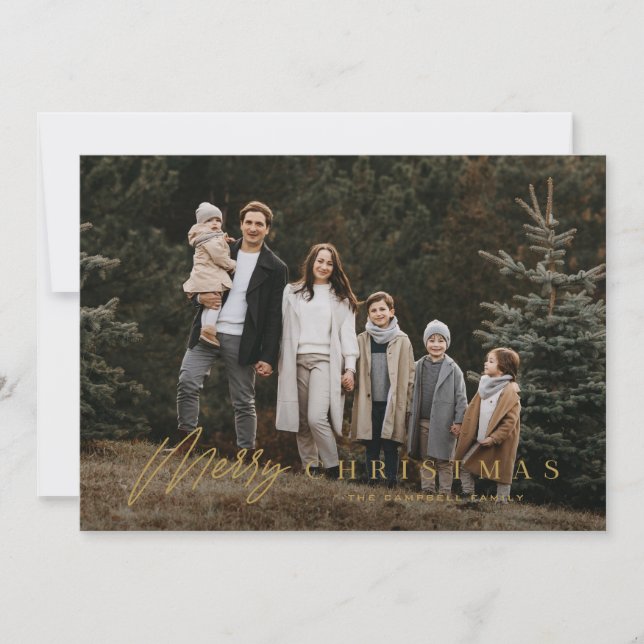 Cartão De Festividades Natal de Imagem Simples de Script de Feliz 3 (Frente)