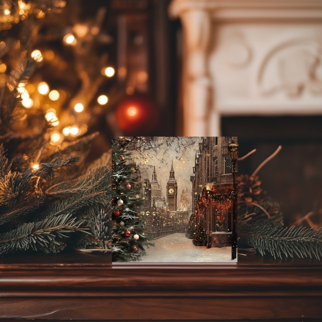 Cartão De Festividades Natal de Inverno em Londres Vitoriano (Criador carregado)