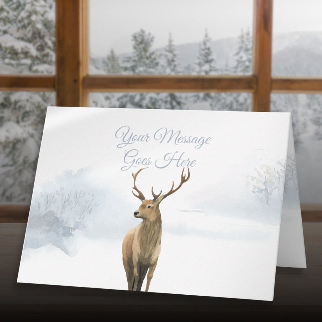Cartão De Festividades Natal de Inverno Férias Natalícias Elegante Cervo (Winter Christmas Holidays Elegant Stag Holiday Card)