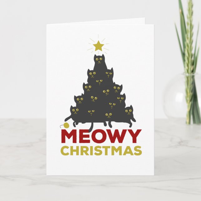 Cartão De Festividades Natal de Meowy (Frente)