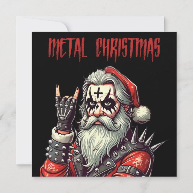 Cartão De Festividades Natal de Metal Pesado (Frente)