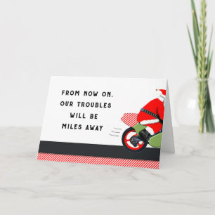 Cartão De Festividades Natal de Motocicleta