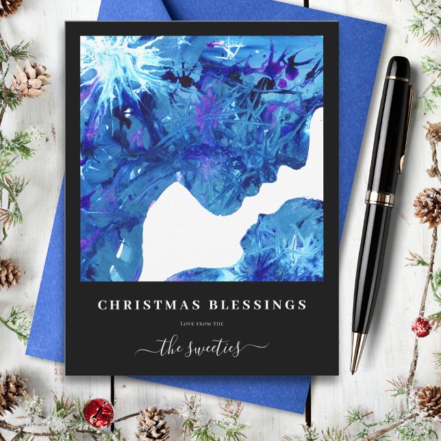 Cartão De Festividades Natal de Natividade Abstrato moderna (Christmas blessings modern abstract nativity watercolor personalized holiday greetings card)