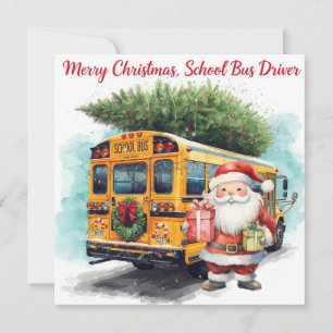 Cartão De Festividades Natal de Ônibus Escolar para Motorista
