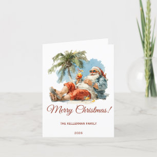 Cartão De Festividades Natal de Papais noeis Tropicais Personalizados