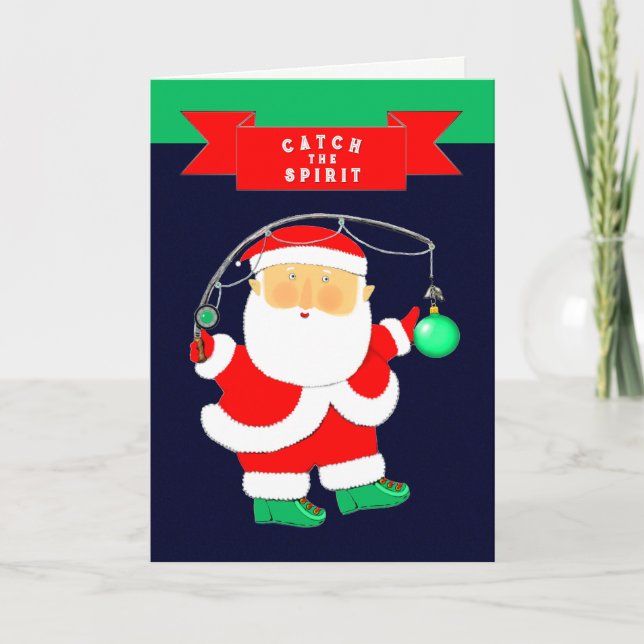 Cartão De Festividades Natal de pesca (Frente)