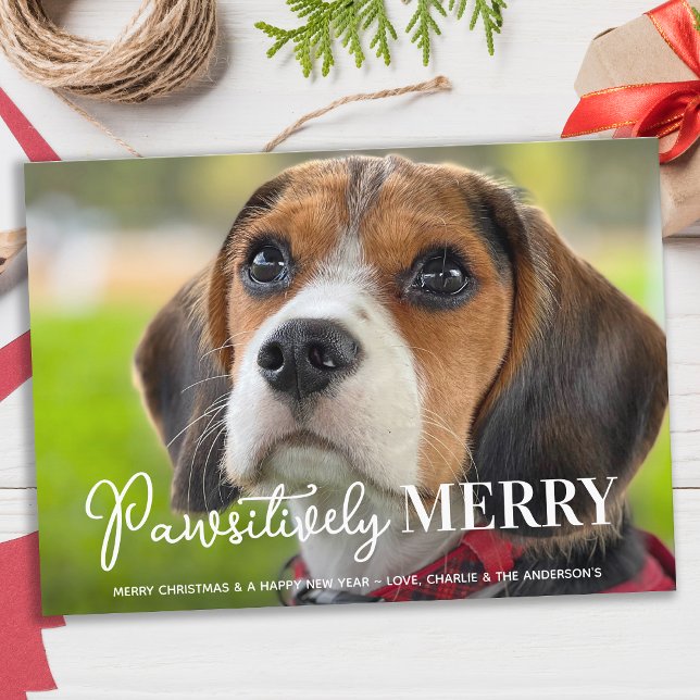 Cartão De Festividades Natal de Pet Dog Personalizado de Feliz Pawsitiva (Criador carregado)