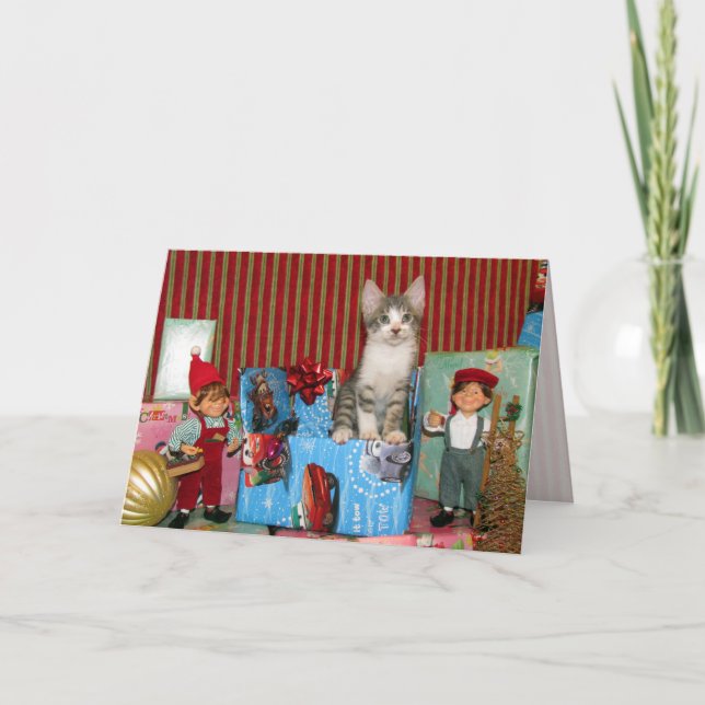 Cartão De Festividades Natal de Pork Chop - Gato/Gatinho (Frente)