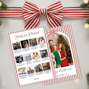 Cartão De Festividades Natal de Revisão Anual com Foto em Arco e Laço Ver