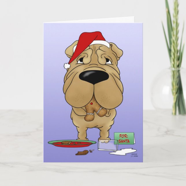 Cartão De Festividades Natal de Shar-Pei (Frente)