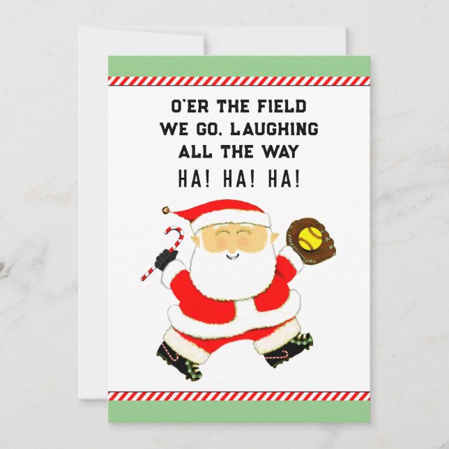 Cartão De Festividades Natal de Softbol (Frente)