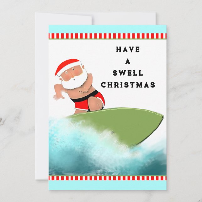 Cartão De Festividades Natal de Surf (Frente)