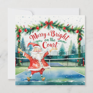 Cartão De Festividades Natal de Tênis com Papai Noel na quadra