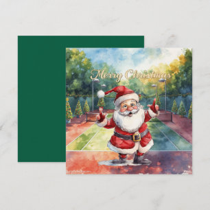 Cartão De Festividades Natal de Tênis com Sabta e quadra de tênis