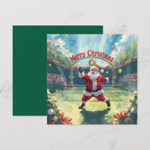 Cartão De Festividades Natal de Tênis com Sabta e quadra de tênis