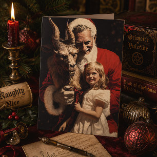 Cartão De Festividades Natal de Terror Gótico do Papai Noel Diabo