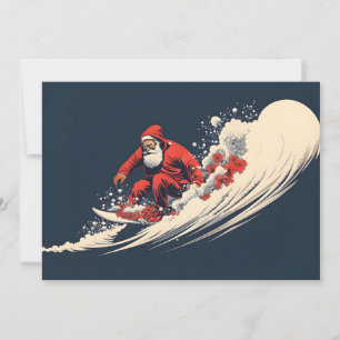 Cartão De Festividades Natal de Verão do Papai Noel Surfando