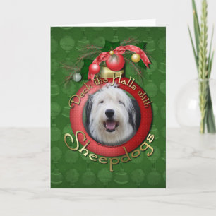 Cartão De Festividades Natal - Deck the Halls - Cães de Ovelha
