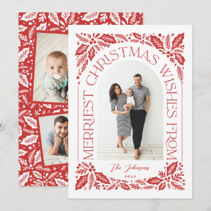 Cartão De Festividades Natal Deseja Colagem de Fotos Berry Arch Red 3