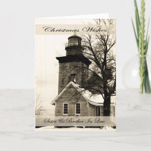 Cartão De Festividades Natal Deseja Irmã e Irmão Em Direito