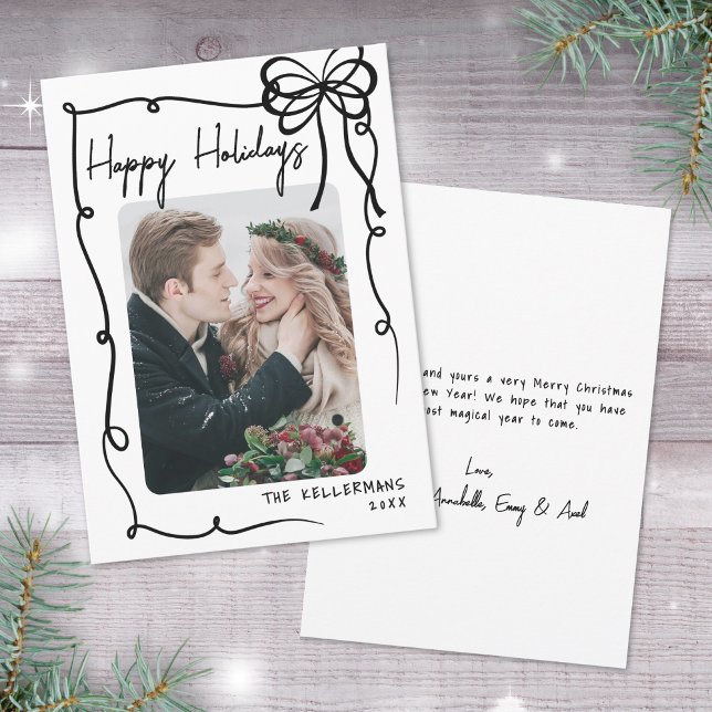 Cartão De Festividades Natal Desenhado à Mão Feliz (Hand Drawn Whimsical Christmas Happy Holidays Holiday Card)